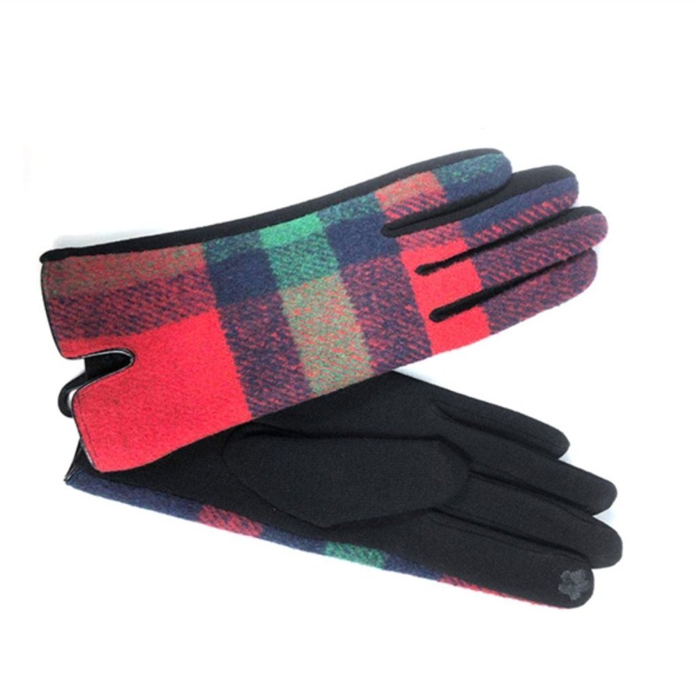 2 PACK- Red Blue Buffalo Plaid Lattice Gloves